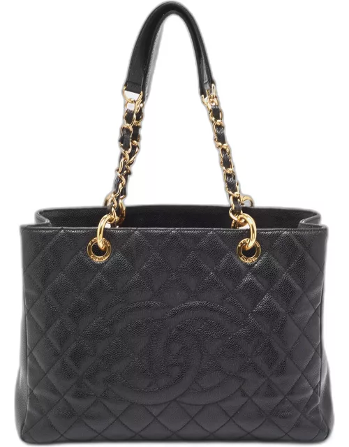 Chanel Black Quilted Caviar Leather GST Shopper Tote