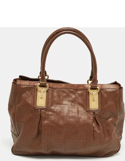Givenchy Brown Monogram Embossed Leather Tote
