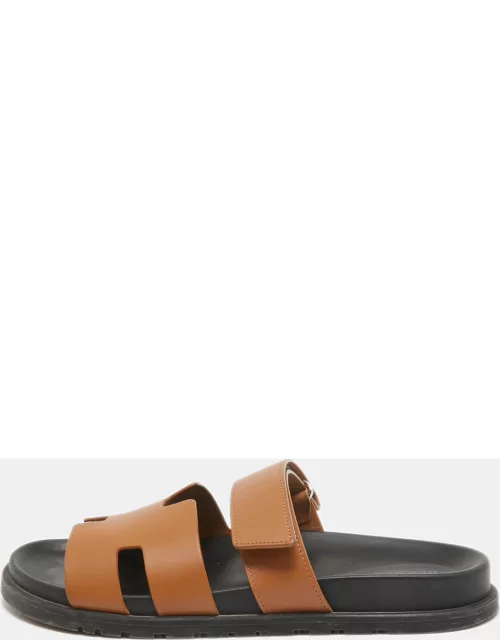 Hermes Brown Leather Chypre Sandal