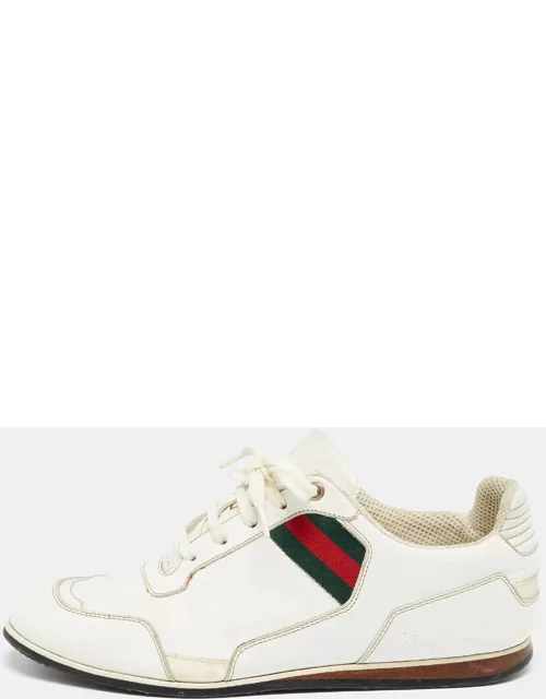 Gucci White Leather Web Detail Low Top Sneaker