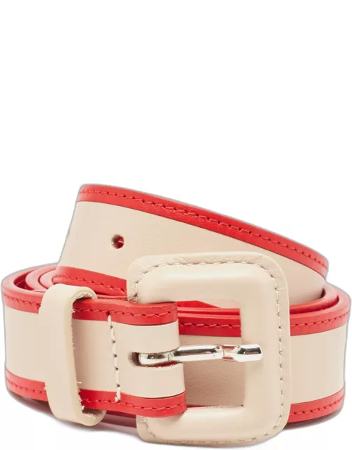Missoni Red/Beige Stripe Leather Buckle Belt 85 C