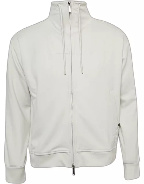 Emporio Armani Grey Knit Zip Front Jacket