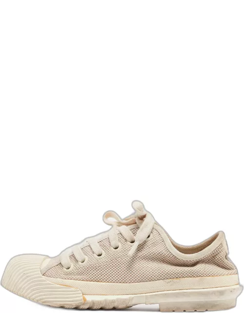 Tory Burch Cream Canvas Lace Up Sneaker