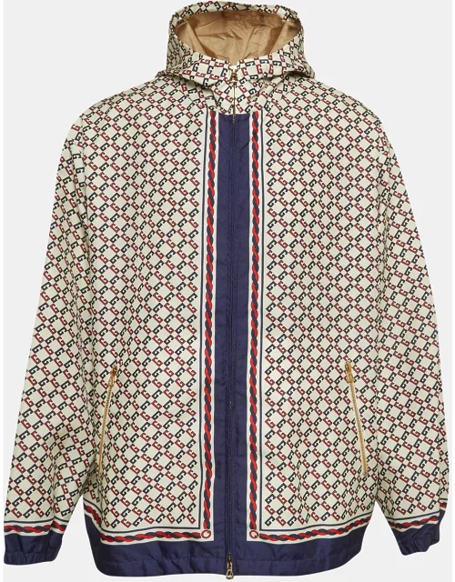 Gucci Love Parade Cream Geometric GG Print Nylon Windbreaker Jacket