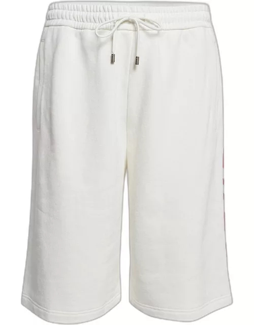 Gucci White Logo Printed Cotton Knit Shorts