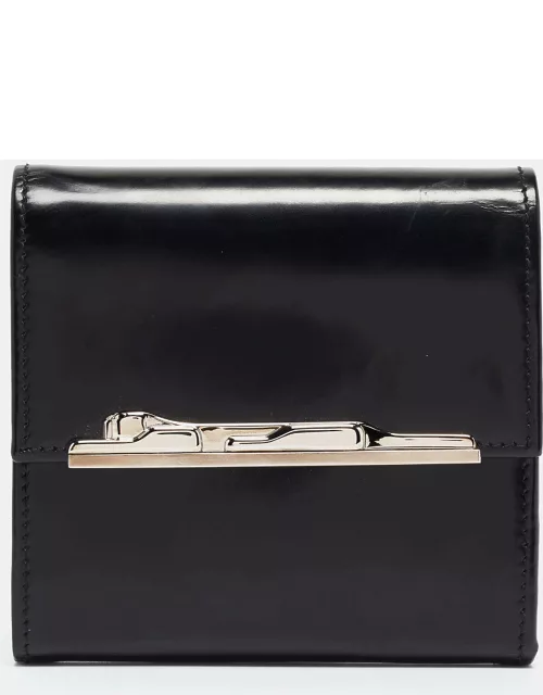 Cartier Black Glossy Leather Panthere Art Deco Trifold Wallet