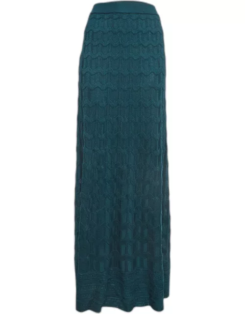 M Missoni Green Patterned Knit Maxi Skirt