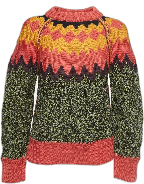 M Missoni Multicolor Patterned Wool-Blend Knit Sweater