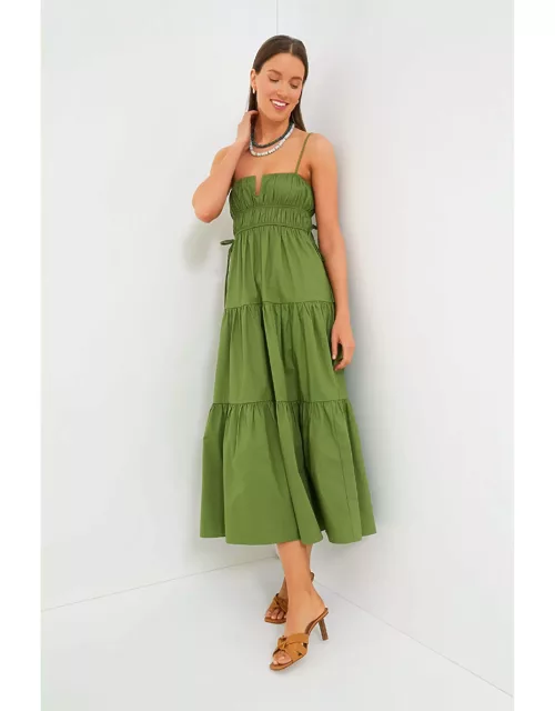 Green Ruched Maxi Dres