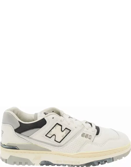 New Balance 550 White And Grey Low Top Sneakers With Logo And Contrasting Details In Leather Man