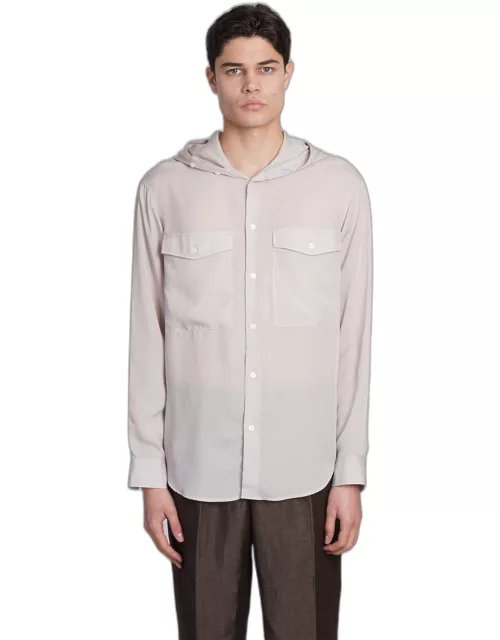 Emporio Armani Shirt In Grey Wool And Polyester