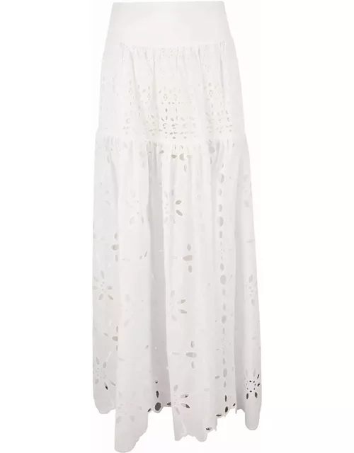 Ermanno Scervino High-waist Floral Perforated Skirt