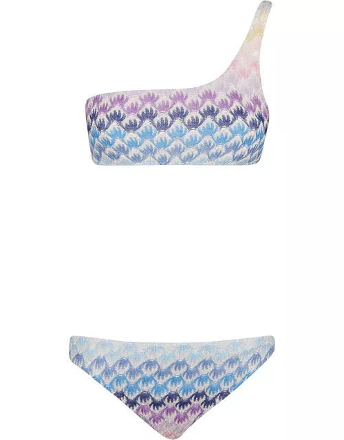 Missoni One-shoulder Pattern Printed Bikini Set