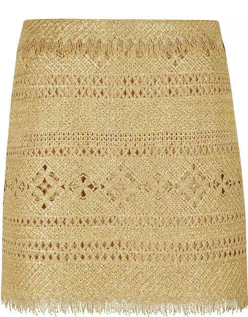 Ermanno Scervino Fringe Edge Pattern Woven Short Skirt