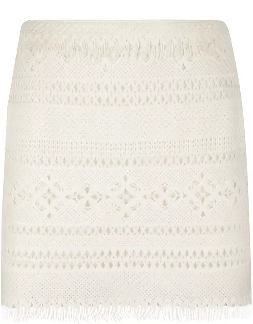 Ermanno Scervino Fringe Edge Pattern Woven Short Skirt