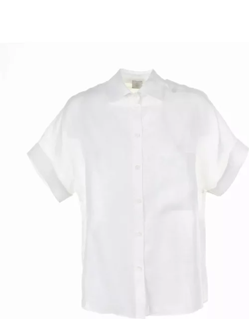 Eleventy White Linen Shirt With Half Sleeve