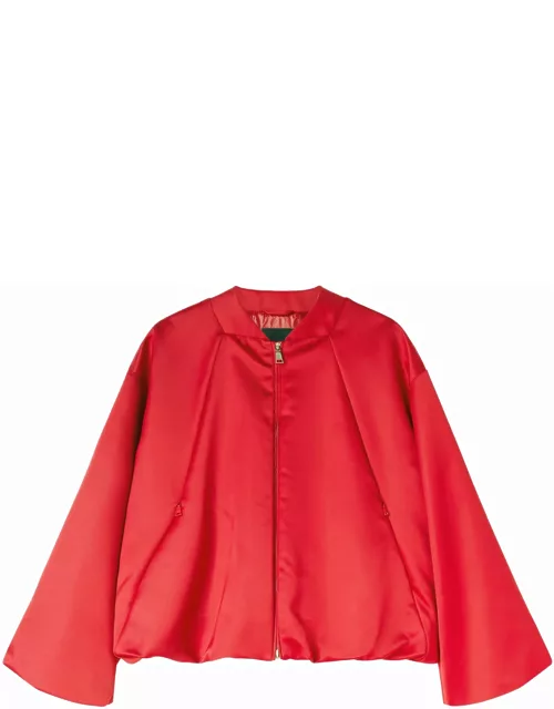 Add Red Satin Jacket With Zip