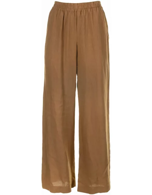 Eleventy High-waisted Linen Trousers With Elastic