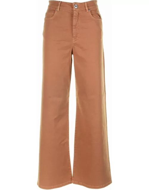 Weekend Max Mara High-waisted Palazzo Trousers In Cotton