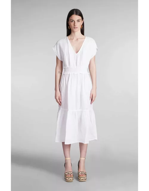 120% Lino Dress In White Linen