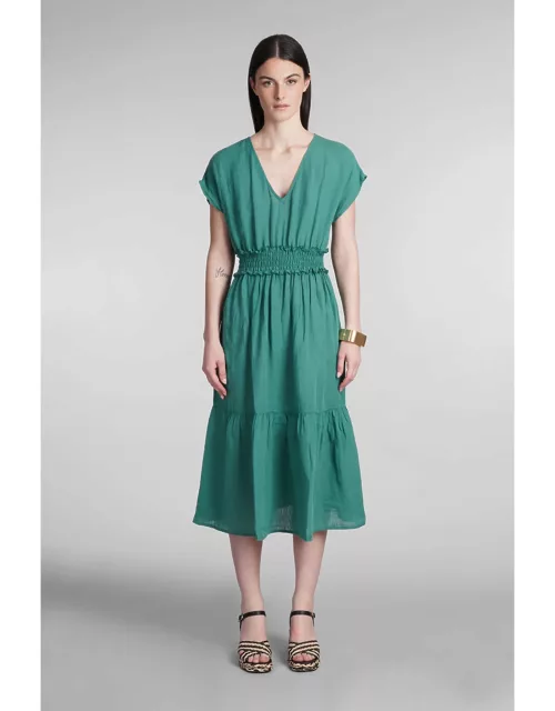 120% Lino Dress In Green Linen