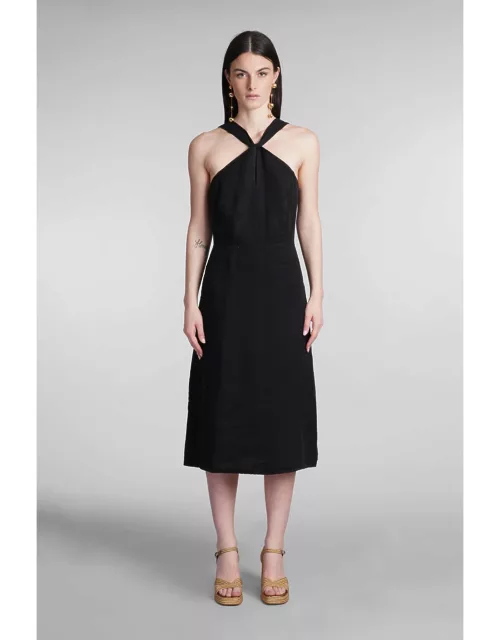 120% Lino Dress In Black Linen