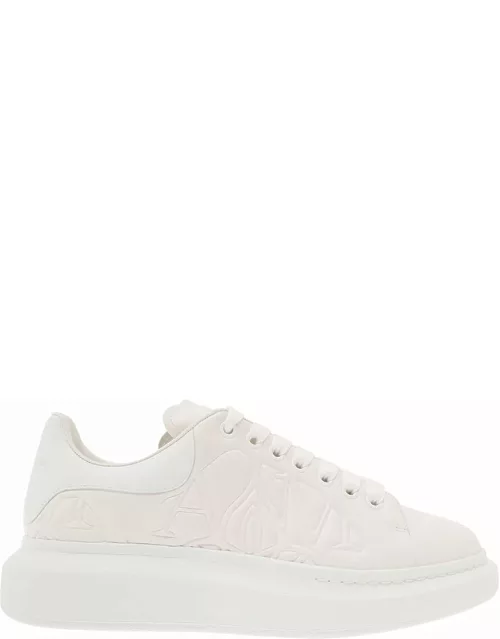 Alexander McQueen White Sneakers With Platform And Embossed Logo In Leather Man