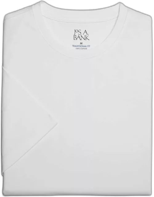 JoS. A. Bank Big & Tall Men's Comfort Stretch Traditional Fit Interlock Crew Neck T-Shirt , Bright White, 2 X Tal