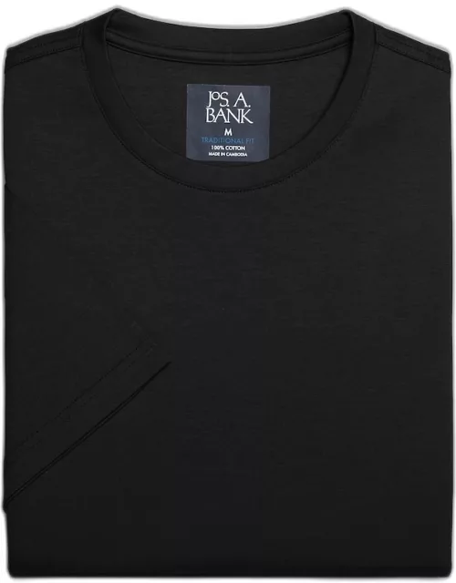 JoS. A. Bank Big & Tall Men's Comfort Stretch Traditional Fit Interlock Crew Neck T-Shirt , Jet Black, 3 X Big