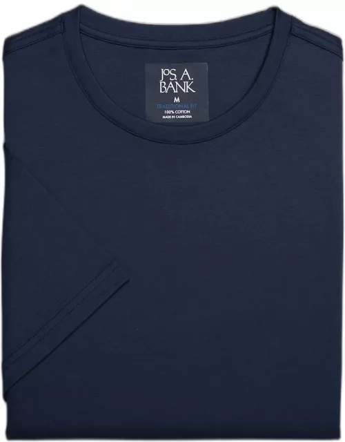 JoS. A. Bank Big & Tall Men's Comfort Stretch Traditional Fit Interlock Crew Neck T-Shirt , Black Iris, XX Large