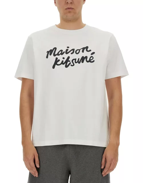 maison kitsuné logo print t-shirt