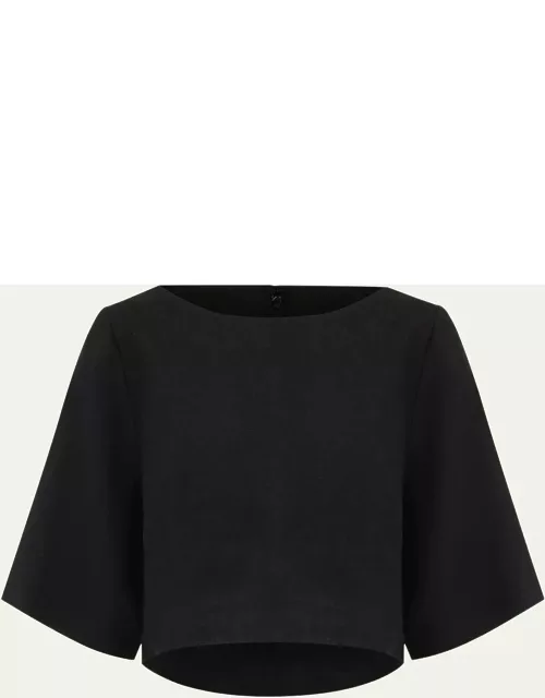 Shay Boat-Neck Relaxed Linen Crop Top