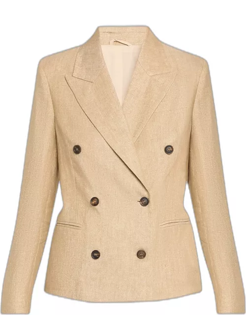 Two-Tone Viscose Linen Blazer Jacket with Gold Monili Tri