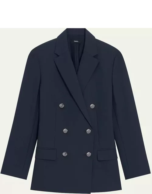 Boxy Double-Breasted Wool-Blend Jacket