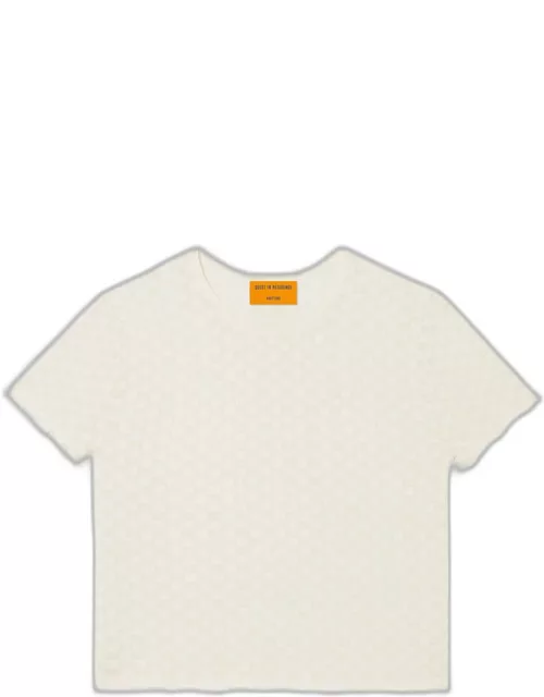 Checker Jacquard Cropped Short-Sleeve T-Shirt