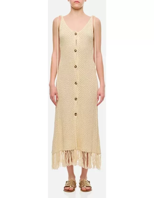 Gio Giovanni Gerosa Crochet Dress With Buttons Front Beige TU
