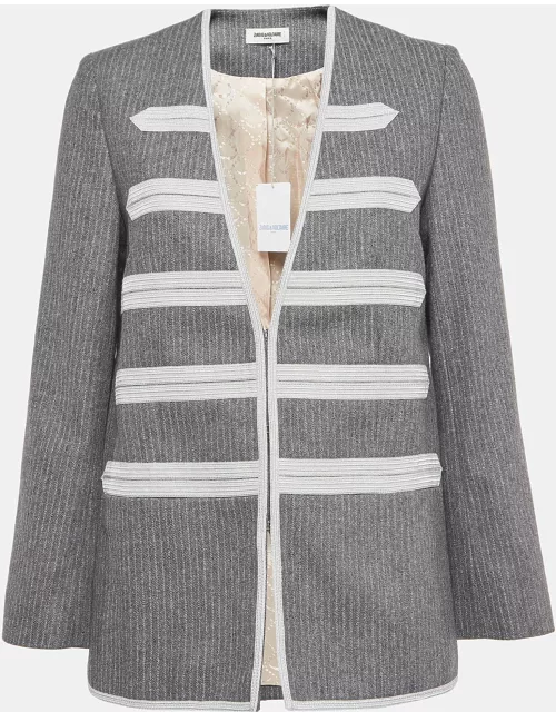 Zadig & Voltaire Grey Patterned Wool Blend Jacket