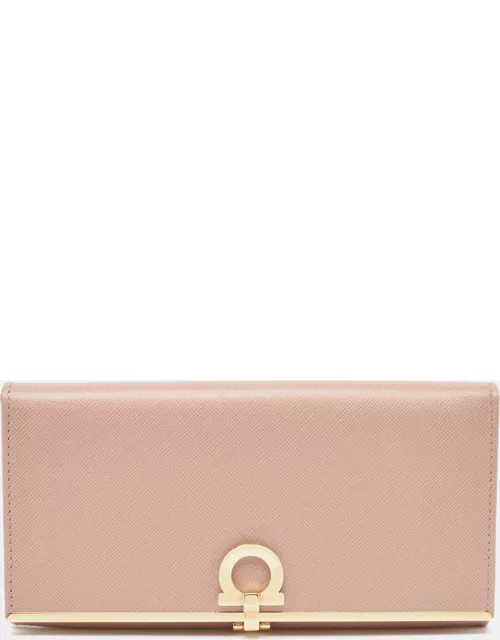 Salvatore Ferragamo Dusty Pink Leather Gancini Icona Continental Wallet