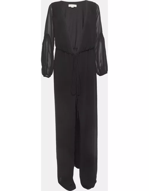 Stella McCartney Black Crepe Long Sleeve Maxi Wrap Dress