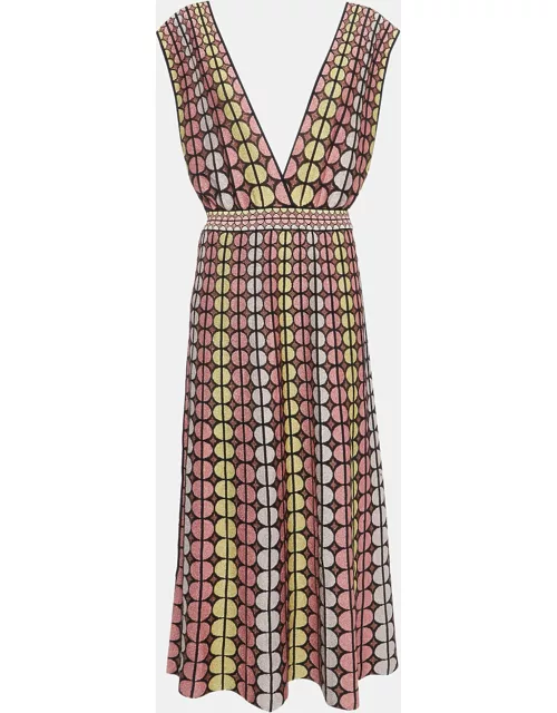 M Missoni Multicolor Patterned Lurex Knit Midi Dress