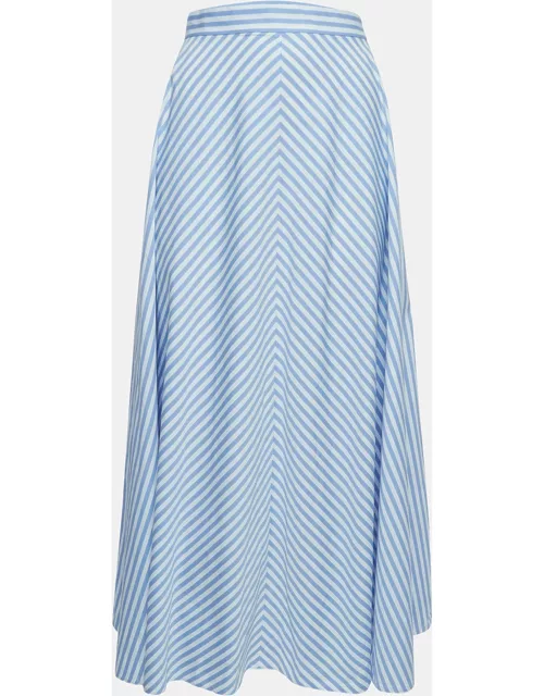 Polo Ralph Lauren Blue Striped Cotton Midi Skirt