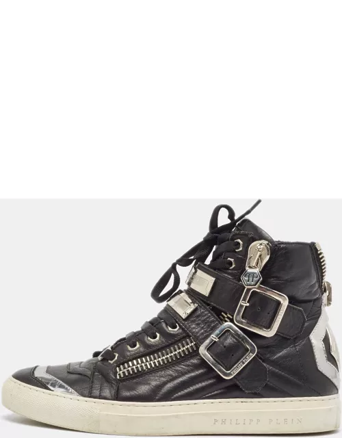 Giuseppe Zanotti Black/Silver Leather Kriss High Top Sneaker