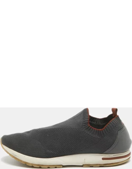 Loro Piana Grey Fabric 360 Flexy Walker Slip On Sneaker