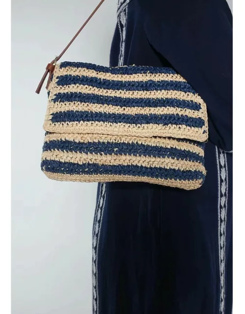 NOOKI Bella Crochet Raffia Bag - Navy