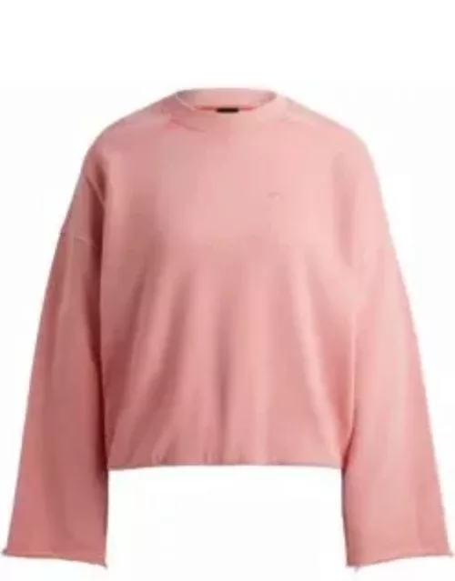 Cotton-terry sweatshirt with drawcord cuffs- light pink Women's Sweatshirt