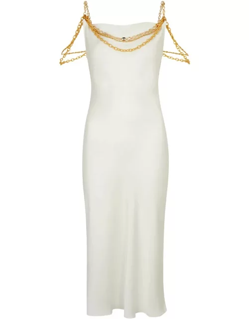 Rabanne Chain-embellished Satin Midi Slip Dress - White - 38 (UK10 / S)