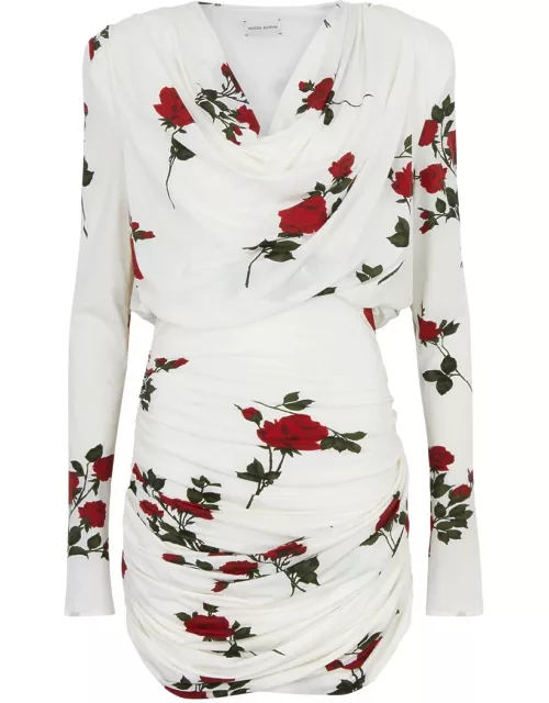 Magda Butrym Floral-print Draped Stretch-jersey Mini Dress - White - 38 (UK10 / S)