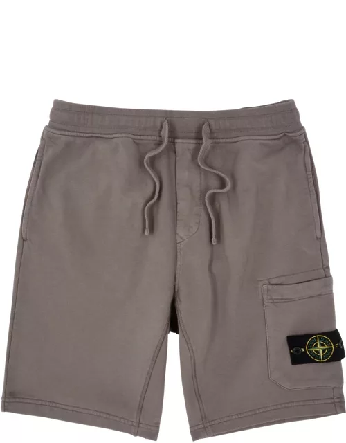 Stone Island Logo Cotton Shorts - Taupe