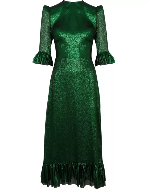 The Vampire's Wife The Falconetti Silk-blend Lamé Midi Dress - Dark Green - 8 (UK8 / S)