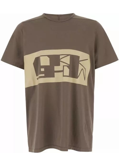 DRKSHDW Brown T-shirt With Contrasting Logo Print In Cotton Man